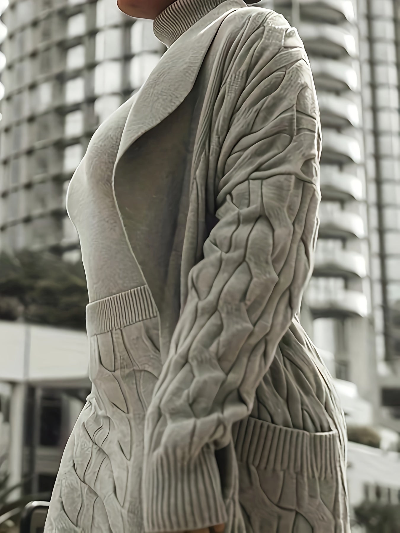 Light Grey Cable Knit Duster Cardigan