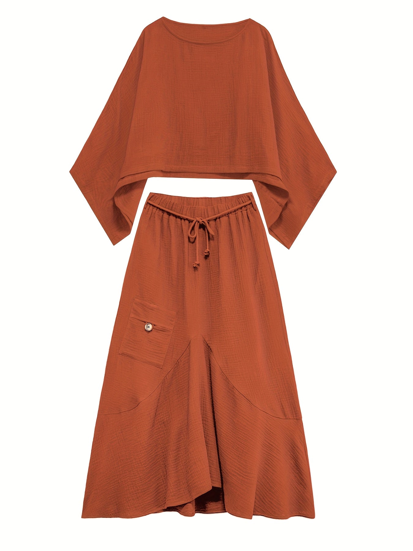 Rust Cotton Gauze Two-Piece Set