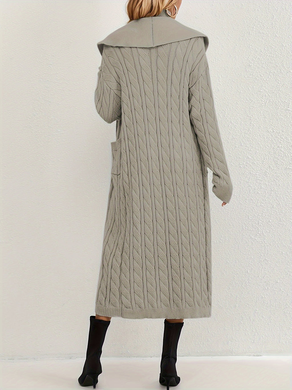 Light Grey Cable Knit Duster Cardigan