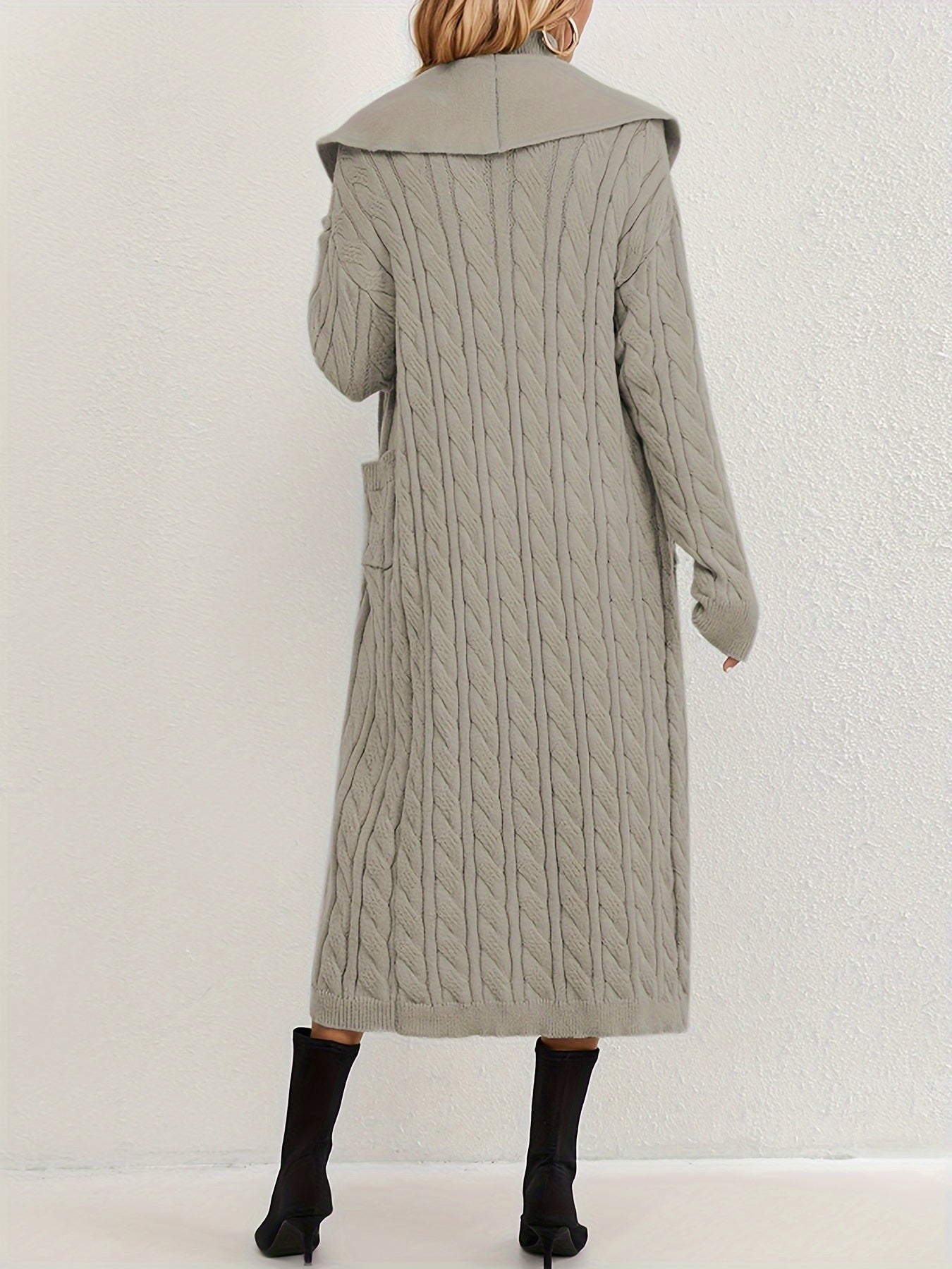Light Grey Cable Knit Duster Cardigan