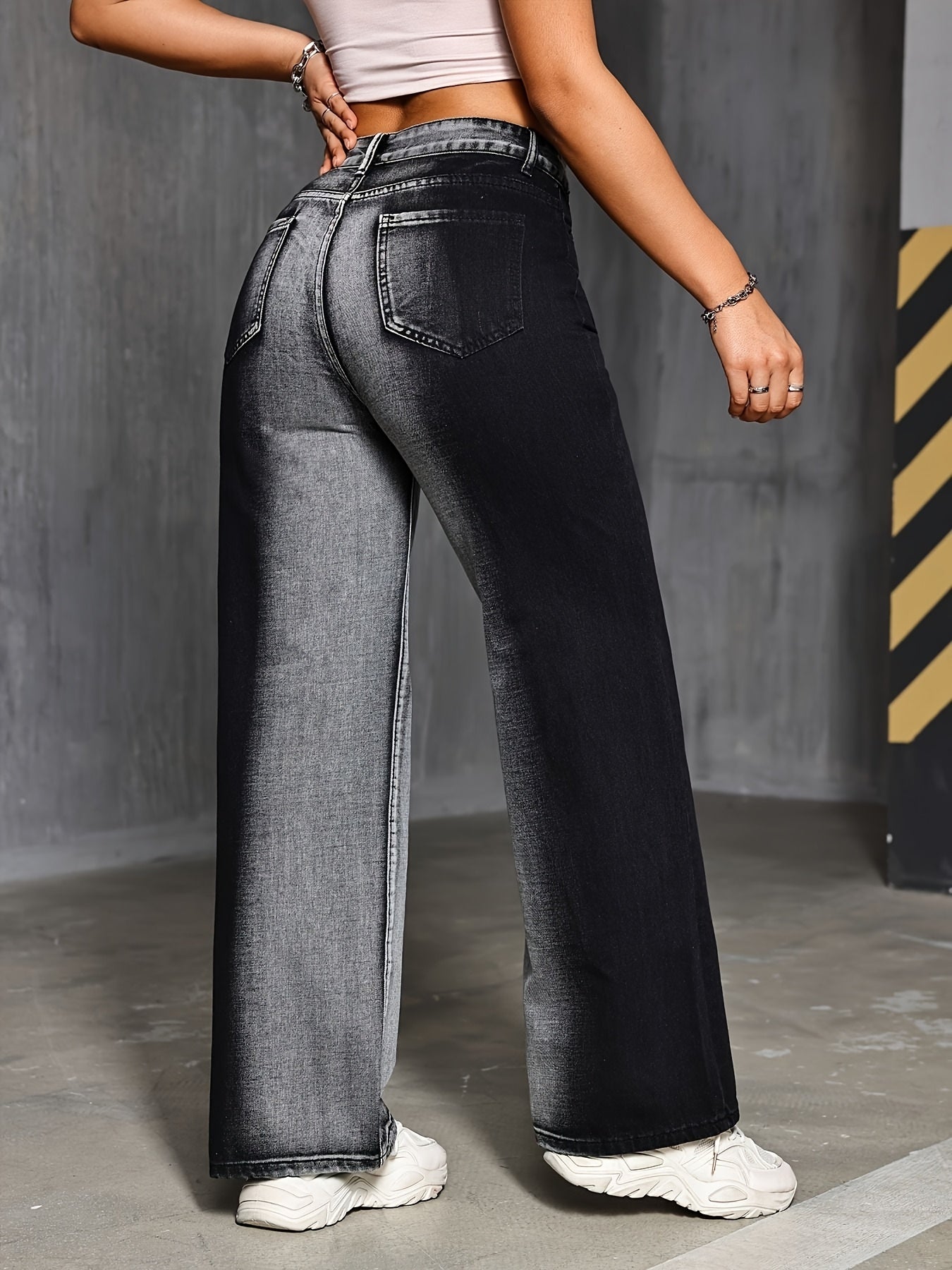 Gradient Black Wide-Leg Jeans