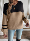 Black & Tan Color Block Knit Sweater